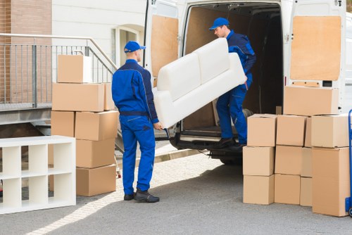 Removal van and moving boxes for a house move in Sutton