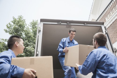 Prepared moving boxes and furniture for a Sutton property move